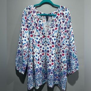 Adrienne Vittadini Plus Size 3X Tunic Blouse with Floral Design